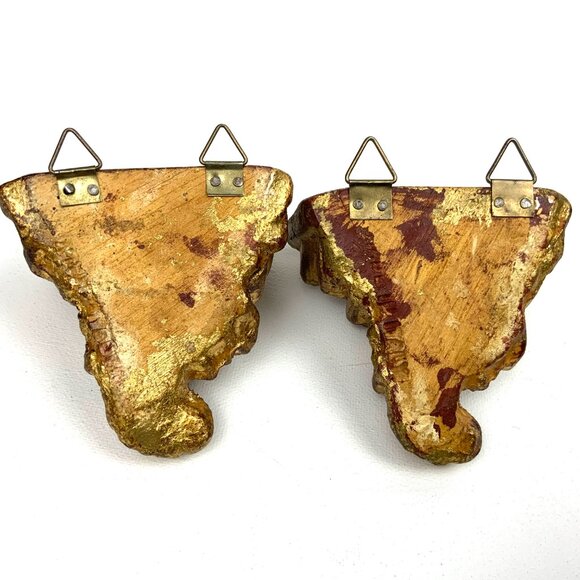 Pair Of Vintage Ornate Rococo Gilt Wood Wall Shelves Brackets Italy - Picture 6 of 16